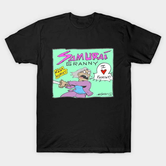 Kam Komics_SamuraiGranny_tshirt T-Shirt by Kam Komics 